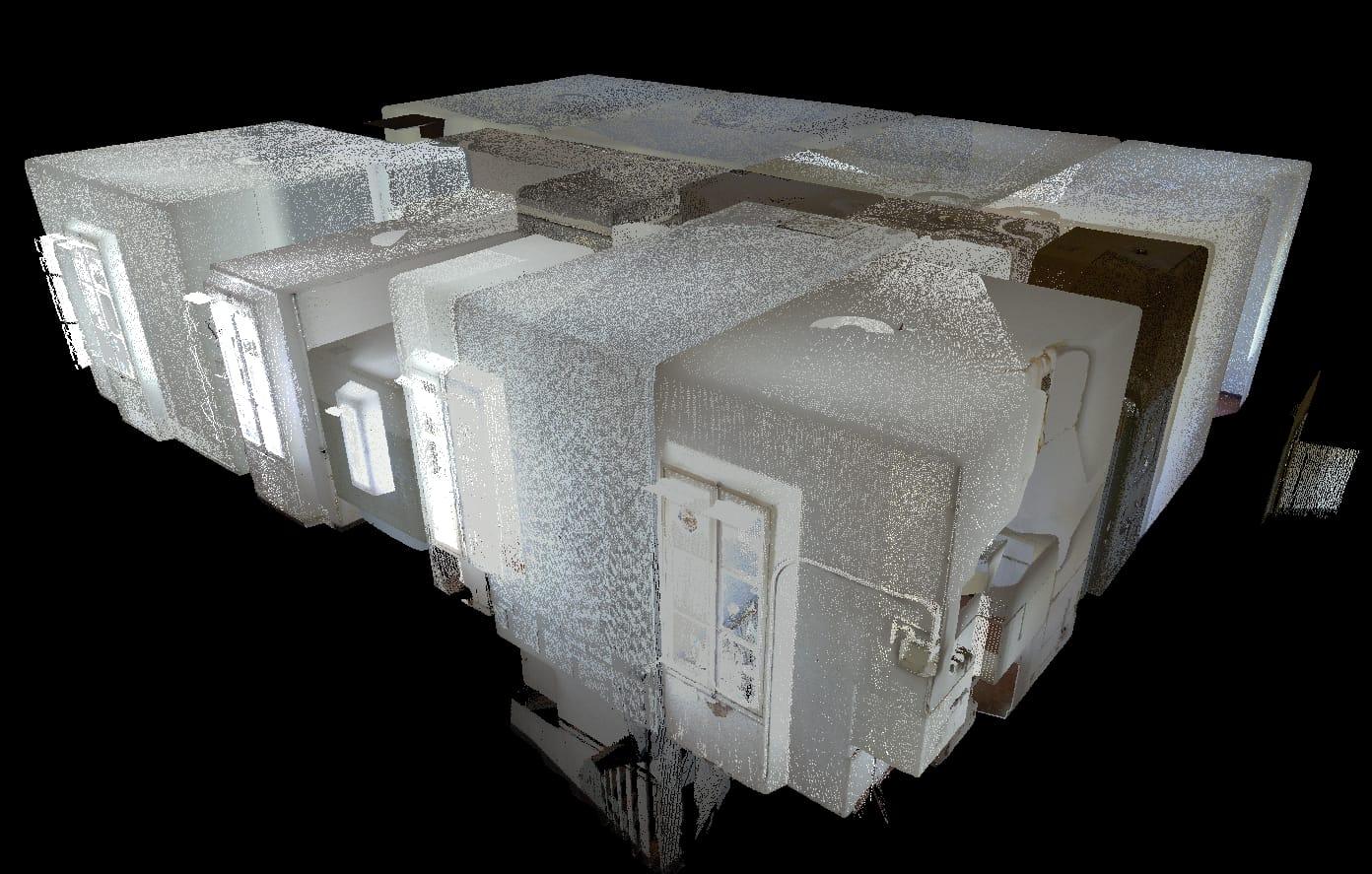 Vue isométrique 3D d'un ensemble résidentiel scanné en LiDAR à Aix-en-Provence.