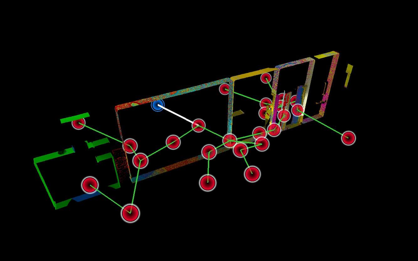 Plan technique des stations de scanner 3D sur site, base d'un livrable BIM Revit / IFC.